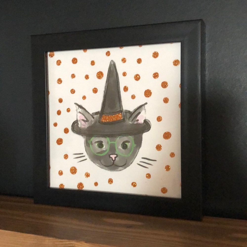 Halloween Framed Black Cat Art Print 🐈‍⬛ 💫